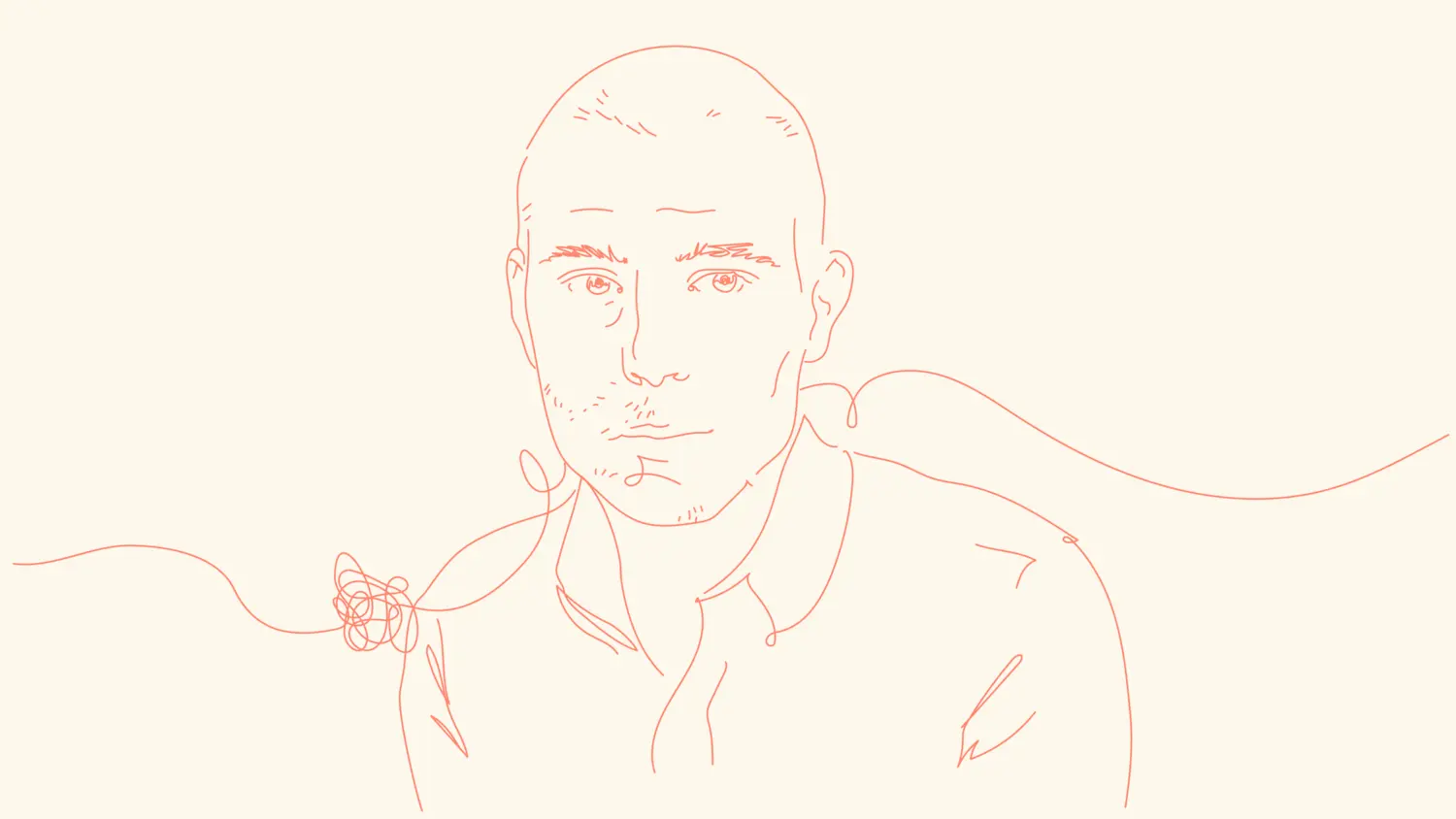 Lined silhouette of a man.