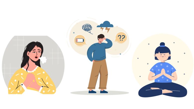 Bild som illustrerar yoga, lättnad att andas samt symptom på långtidscovid