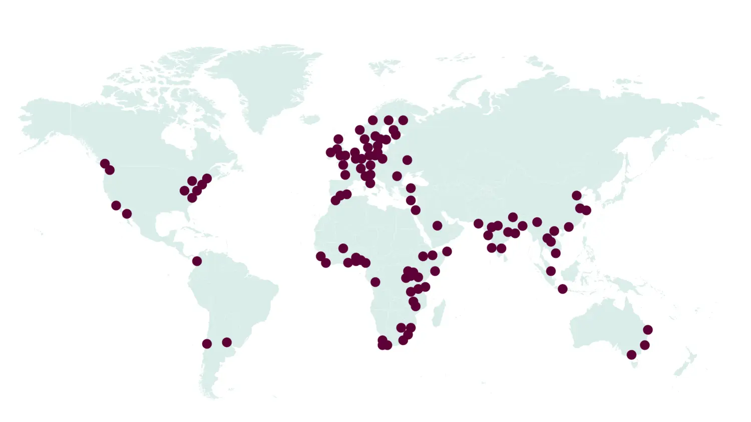 Map with collaboration partners at the Department of Global Public Health