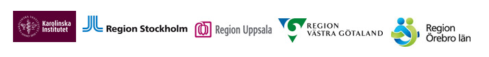 Logos for KI, Region Stockholm, Uppsala, Västra Götaland och Örebro