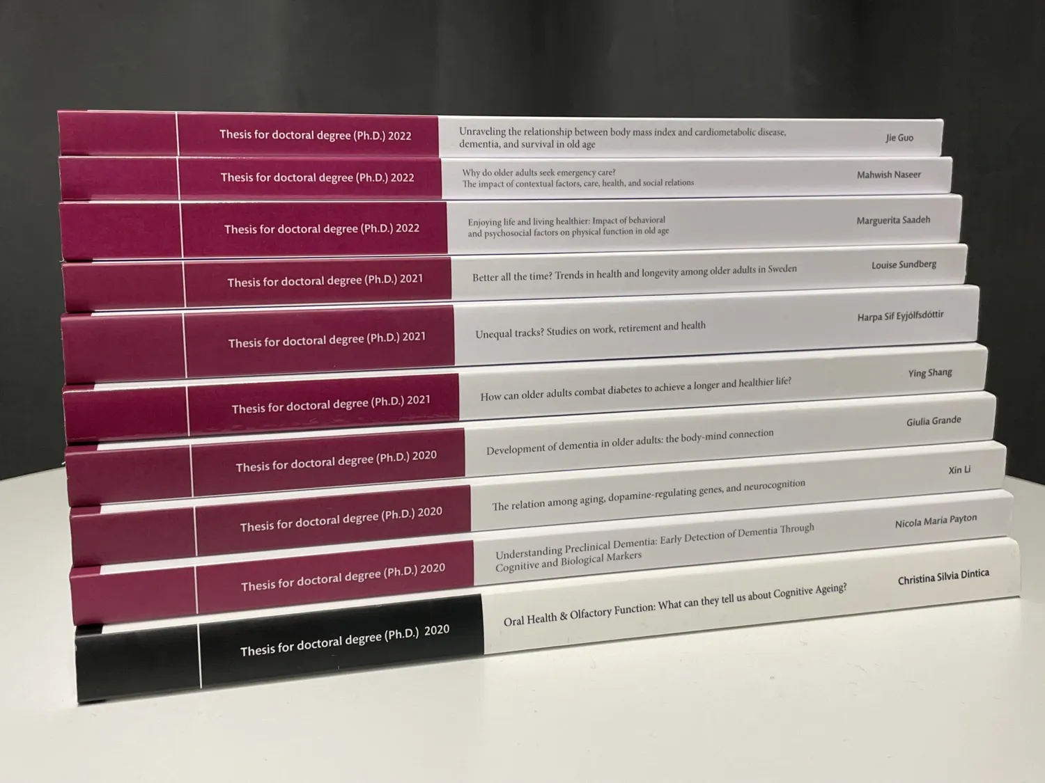 Doktorsavhandlingar stapplade på varandra.