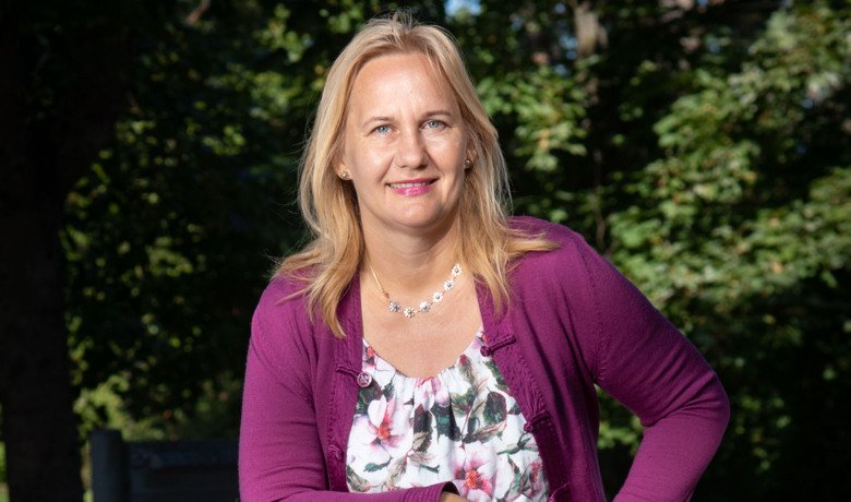 Dorota Religa on a bike.