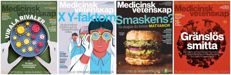 Fyra omslag från Medicinsk Vetenskap
