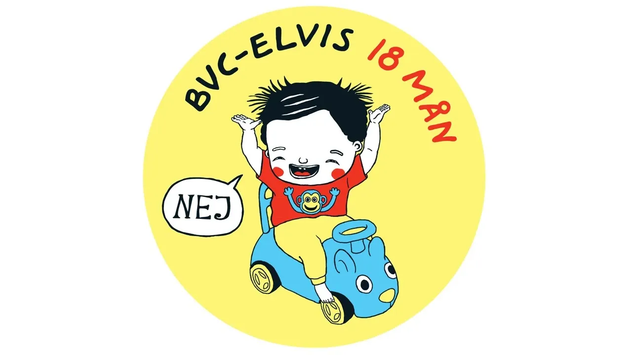 Illustration med logotyp för forskningsprojekt BVC-Elvis skapad av Lotta Sjöberg.