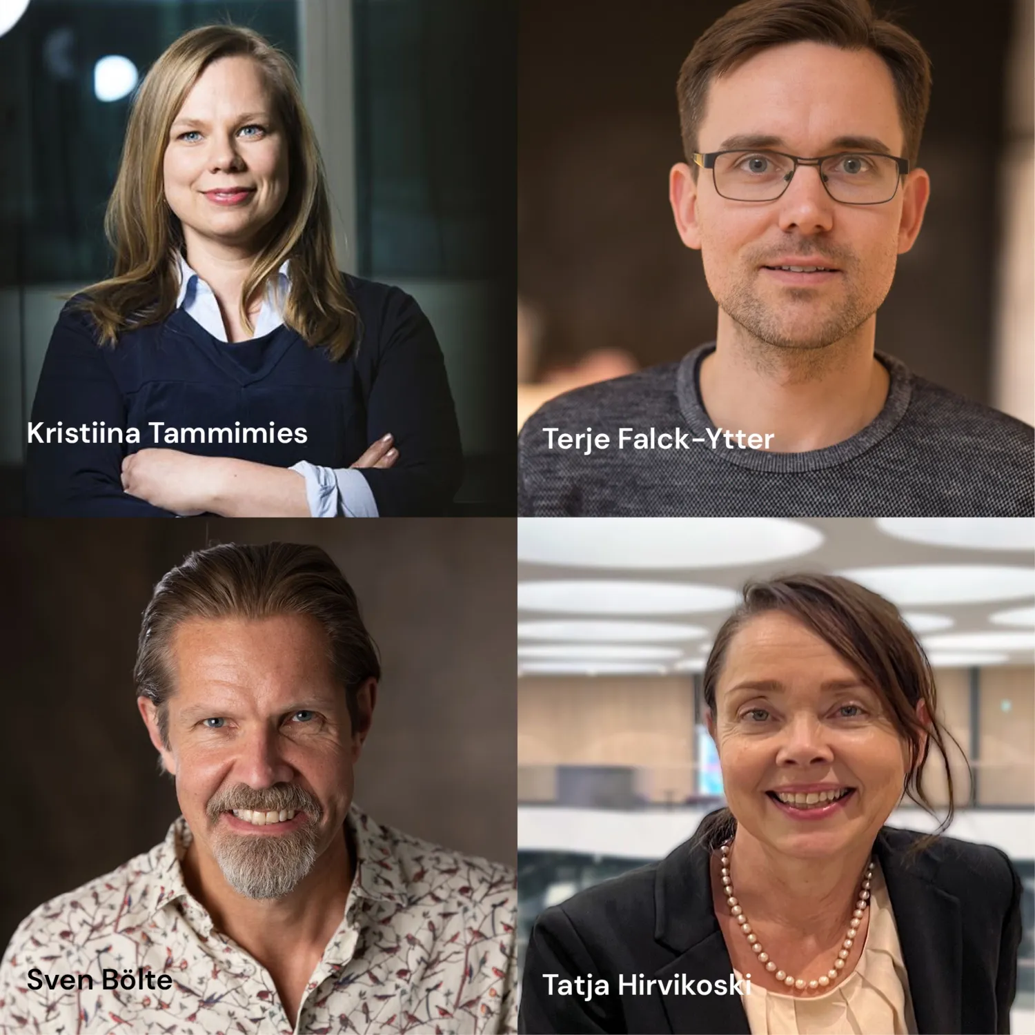 Porträttbilder av två män och två kvinnor.