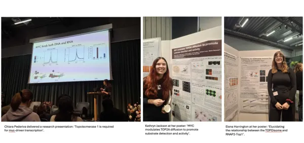 Three images of people presenting their research.