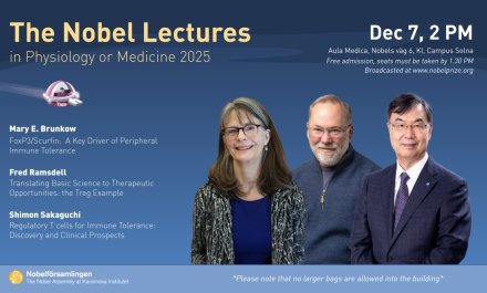 Nobelföreläsningar med årets Nobelpristagare: Shimon Sakaguchi, Mary Brunkow and Fred Ramsdell