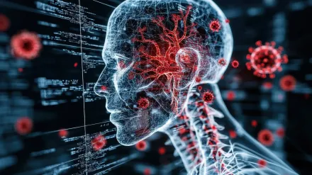 AI-genereade virus infection in brain medical anatomy illustration